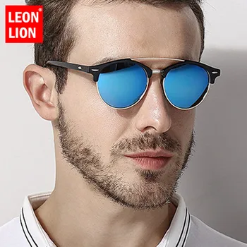 LeonLion 2021 Letnik Okrogla sončna Očala Moških Polarizirana Visoke Kakovosti Retro Očala Vožnje Ogledalo Lunette De Soleil Homme UV400