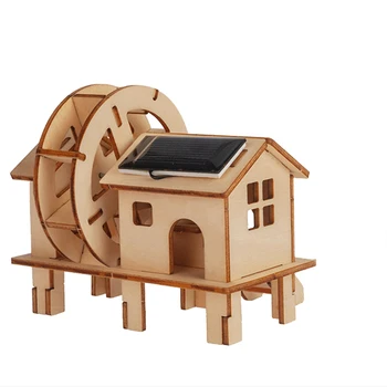 Lesena 3D tridimenzionalne sestavljanke DIY ročno ustvarjalne gradniki koristi intelektualne igrače sončne energije