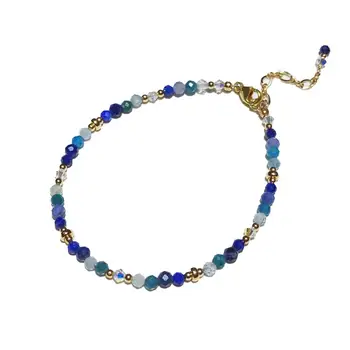 Lii Ji Naravnega Kamna Apatite Akvamarin Lapis Lazuli Sodalite Avstrijski Kristalno 14K Zlato Zapestnico, ki je Napolnjena Za Ženske Zapestnica