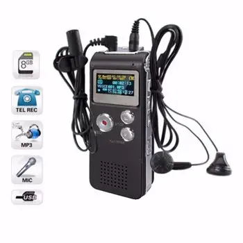 Litijeve Baterije na Diktafonu 2020 8GB Polnilna Jekla DIGITALNI Zvočni Snemalnik Dictaphone Zapis MP3 Predvajalnik Mini Predvajalnik