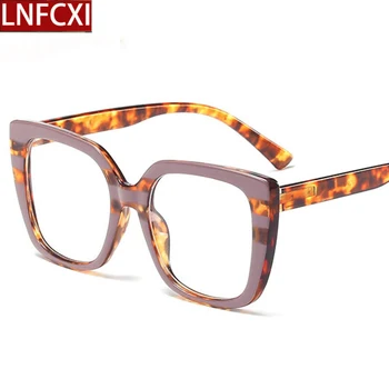 LNFCXI Kvadratnih Spomladanski Tečaj Očala Okvirji Moški Ženske Velik Okvir Retro Leopard Optični Leopard Moda Računalnik Glasse
