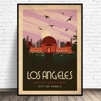Los Angeles Art deco Potovanja Platno Wall Art Tisk Sodobne Plakat Stenske Slike Dnevna Soba Dekor