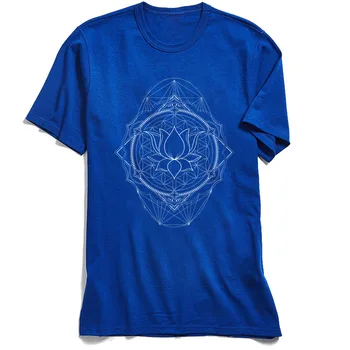 Lotus Življenja T-shirt Moški Sveto Geometrijo T Shirt 2018 Nove Darilo Tees Posadke Vratu Čistega Bombaža Tshirt Kratek Rokav Vrhovi Moda
