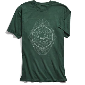 Lotus Življenja T-shirt Moški Sveto Geometrijo T Shirt 2018 Nove Darilo Tees Posadke Vratu Čistega Bombaža Tshirt Kratek Rokav Vrhovi Moda