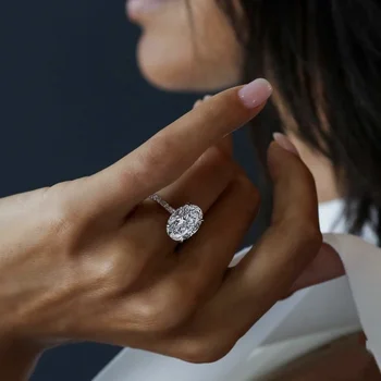 Luksuzni 925 Sterling Srebro rose gold ring prepogniti 4ct Simulirani Diamantno Poroko Udejstvovanje Obroči za Ženske, Nakit trgovini
