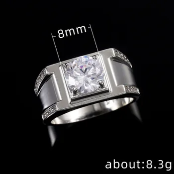 Luksuzni Moški Prstan 925 Sterling Silver 8 mm Lab Diamant Udejstvovanje Nakit, Poročni Prstani za Moške Prst Prstan z 925 Žig