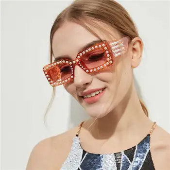 Luksuzni Plastičnih Pearl Pravokotnik Vintage sončna Očala blagovne Znamke, Modni Oblikovalec Moški Ženski Odtenki Okvirji lentes Očala UV400 oculo 23187