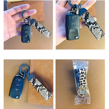Luksuzni Pravega Usnja Keychain Vrvica Za Opaljivanje Tega Moški Ženske Leopard Zebra Kača Vzorec Sponke Avto Ključ Obroč Držalo Za Nakit Darilo Chaveiro