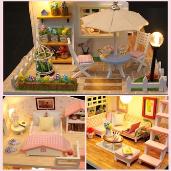 Lutka Hiša Miniaturni DIY Lutke S Pohištvo Lesene Hiše Čas Čakanja Coffee House Igrače Za Otroke, Dekleta Darilo M033