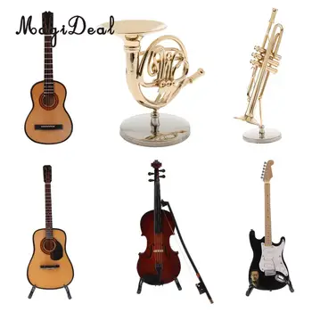 Lutke Miniaturni Les, Električna Kitara Glasbeni Instrument Model za 1/6 ukrepi Številke Lutke Accs Zbirk Dekor Okraski