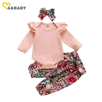 Ma&Baby 0-18 M Jeseni, Spomladi Baby Dekle Oblačila, ki Novorojenega Dojenčka Dekle Cvetlični Oblačila, Pleteni Romper Cvet, Hlače, Obleke