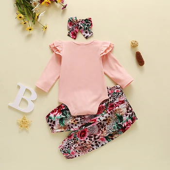 Ma&Baby 0-18 M Jeseni, Spomladi Baby Dekle Oblačila, ki Novorojenega Dojenčka Dekle Cvetlični Oblačila, Pleteni Romper Cvet, Hlače, Obleke