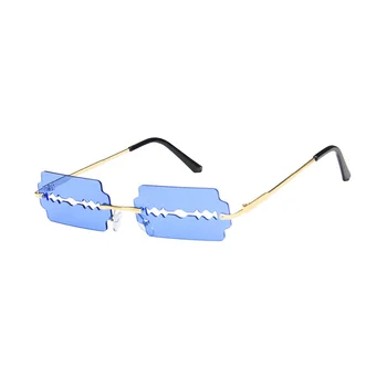 Majhen Pravokotnik Rimless sončna Očala Ženske NOV Modni Rezilo Obliko Letnik Votlih Očala Ženske Britev Gafas De Sol UV400