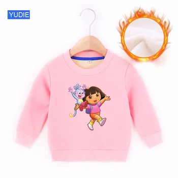 Malčka Dekle Zimska Oblačila Pozimi Toplo Hoodies Dora T Shirt Jeseni Otročiči Baby Dekleta Sweatshirts Moda Dolg Rokav