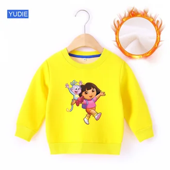 Malčka Dekle Zimska Oblačila Pozimi Toplo Hoodies Dora T Shirt Jeseni Otročiči Baby Dekleta Sweatshirts Moda Dolg Rokav