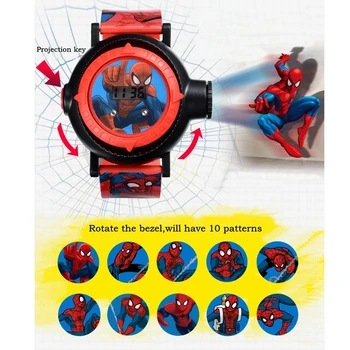 MARVEL Pristen Človek Pajek Projekcija LED Digitalne Ure Otrok Kul Risanka Watch Otrok Darilo za Rojstni dan Disney Fant Dekle Uro Igrača