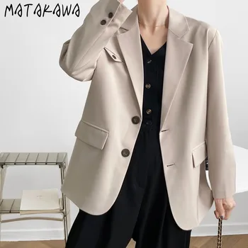MATAKAWA Enotni-zapenjanje Majhne Obleko Jopič Ženske 2020 Jeseni korejski Moda Svoboden Coats Temperament Ženske Blazerji