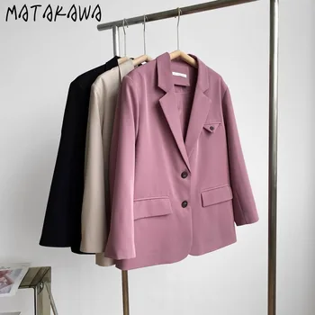 MATAKAWA Enotni-zapenjanje Majhne Obleko Jopič Ženske 2020 Jeseni korejski Moda Svoboden Coats Temperament Ženske Blazerji