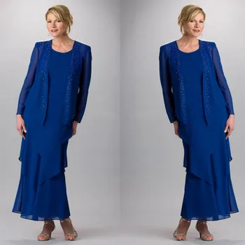 Mati Nevesta Obleke Z Jakno 2019 Gleženj Dolžina Kraljevsko Modra Mati Nevesta Obleke Abiti Da Cerimonia Donna