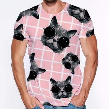 Maček 3d Tiskanja Moški Ženske Tshirt Plus Velikost Priložnostne Smešno moška Majica s kratkimi rokavi Top Tee Hipster Risanke 3d T-shirt Ulične Tumblr Spusti Ladje