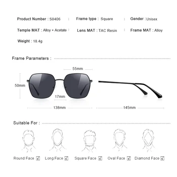 MERRYS DESIGN Ženske Modni Kvadratnih Polarizirana sončna Očala Moških Klasične blagovne Znamke sončna Očala Gradient Objektiv UV400 Zaščito S8406