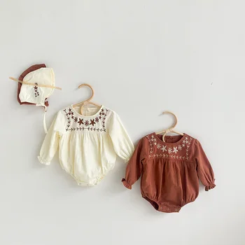 MILANCEL 2021 Otroška Oblačila Čistega Bombaža, za Malčke Dekliška Bodysuits Vezenje Novorojenčka Oblačila za Malčke Enem Kosu s Klobuk