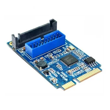 Mini PCIE za USB 3.0, 19-pin Širitev Kartico Riser Adapter za SATA Power Mini PCI Express Dual Vrata USB na Sprednji Plošči Vtičnico Raiser
