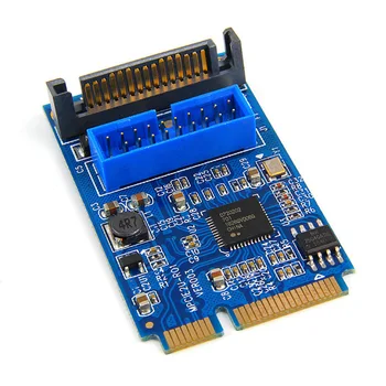 Mini PCIE za USB 3.0, 19-pin Širitev Kartico Riser Adapter za SATA Power Mini PCI Express Dual Vrata USB na Sprednji Plošči Vtičnico Raiser