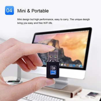 Mini usb, brezžična wifi adapter 300mbps wi-fi sprejemnik 802.11 n usb ethernet adapter omrežna kartica Podpira Windows Mac za PC