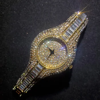 MISSFOX Golden Watch Za Ženske Lepote Ženevi edinstveno Kvarčne Ročne ure Velik Pravokotnik Diamond Bracelete Za Ženske Luksuzne blagovne Znamke 24454