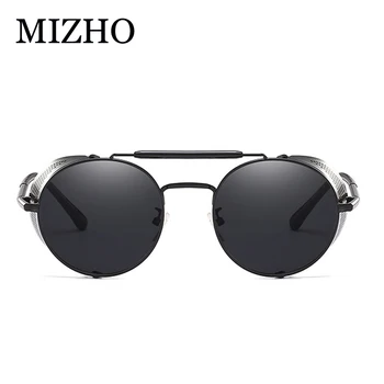 MIZHO Moških UV Zaščito Polarizirana sončna Očala Ženske Krog Gradient Kovinski Okvir Punk sončna Očala Retro Premaz Očala Človek 2020