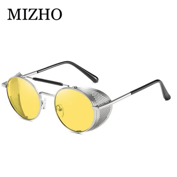 MIZHO Moških UV Zaščito Polarizirana sončna Očala Ženske Krog Gradient Kovinski Okvir Punk sončna Očala Retro Premaz Očala Človek 2020