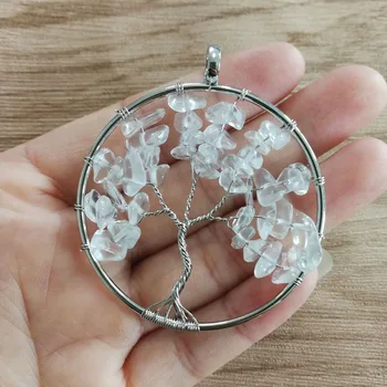 Moda belo kristalno Drevo Življenja 12pcs/veliko Modrosti Drevo Čakro, Reiki Healing Naravnega Kamna Obesek za Nakit, izdelava Ogrlica