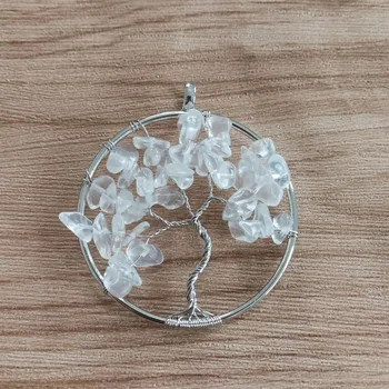 Moda belo kristalno Drevo Življenja 12pcs/veliko Modrosti Drevo Čakro, Reiki Healing Naravnega Kamna Obesek za Nakit, izdelava Ogrlica