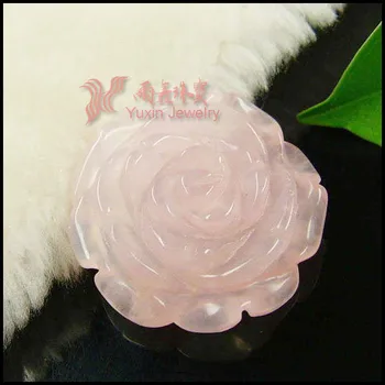 Moda Rose Pink Quartz Crystal Vklesan Rose Obesek Gem-Kamen, Cvet Obesek Figur Srečen Nakit za Dekle Ljubezen Darilo RP06#