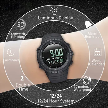 Moda za Moške Gledajo LED Digitalni Watch Elektronski Kronograf Šport Tek Moški Gledajo vojaške ročno uro človek fitnes ura 3621