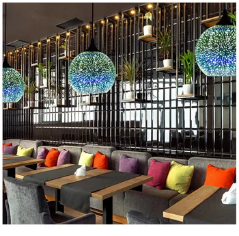 Moderne 3D Pisane Nordijska Zvezdnato Nebo Visi Stekla Odtenek Obesek Luč;LED Za Kuhinjo Restavracija Dnevna Soba