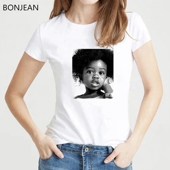 Modi t shirt woomen Melanin poppin majica črna baby skica tiskanja ženska t-shirt harajuku kawaii oblačila bele tshirt femme