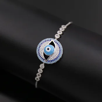 Modni nakit baker mozaik, poln kamen polje verige lahko prilagodite velikost votlih modre oči krog blagovne znamke zapestnica