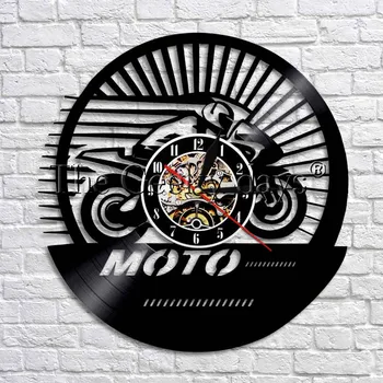 Moto Extreme Racing Vinil Zapis 3D Stenske Ure Fan Wall Art Dekor Izvirno Darilo Edinstvena Dekorativna Vinil Ura Steno Gledal 14382