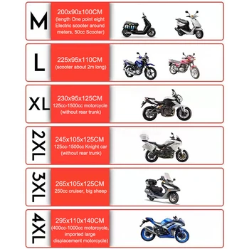 Motorno kolo Zajema M, L, XL, 2XL 3XL 4XL UV Zaščitnik Dež Kritje na Prostem Skuter Vse Sezone Nepremočljiva Motocikla prah Case