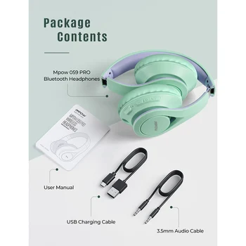 Mpow 059 Lite Brezžične Slušalke Bluetooth 5.0 Slušalke z Hi-Fi Stereo Zvok 60 Ur Predvajanja za Potovanja Office Online Razred 22268