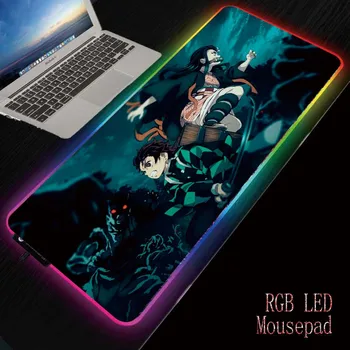 MRG Anime Kimetsu Ne Yaiba Gaming RGB LED Žareče Pisane Velik Igralec Mousepad Desk Miši Tabela Mat 7 Barve za Prenosni RAČUNALNIK