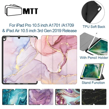 MTT Tablični Primeru Za iPad Pro Air 10.5 palčni 2019 Marmorja Mehko TPU Nazaj + PU Usnje Folio Flip Smart Cover S Svinčnik Imetnik