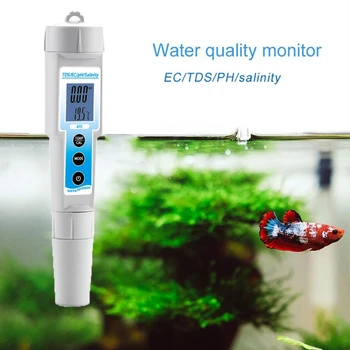 Multi-Funkcijo Kakovosti Vode Monitor Tester 5 V 1 PH/TDS/ES/Slanosti in Temperature Merilnik za Bazeni, Pitne Vode, Akvariji 9703