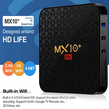 MX10 Plus 6K Pametna Android 9.0 TV Box Allwinner H6 4 GB, 64 GB ZA 2,4 G/5 G Wifi BT4.0 UHD 6K 4K Media Player Set Top Box PK MX10 Pro