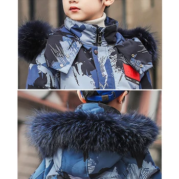 Najstniška Veliki Fantje Zimsko Jakno 2020 Otrok Prikrivanje Krzno Hooded Outwear Otroci Zgostitev Topel Plašč za Fante, 4 6 8 10 12 14 Let