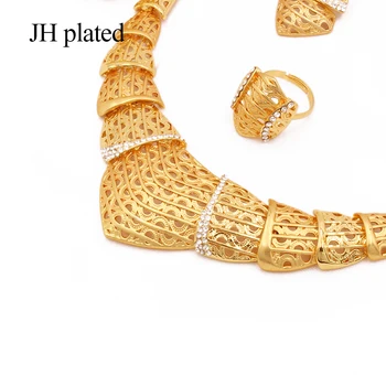 Nakit sklopov Dubaj zlato barvo za ženske Afriške poročno darilo stranka poročne ogrlico, zapestnico, uhane, prstan collares nakit set