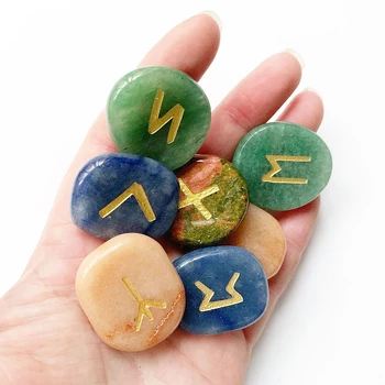 Naravni Palm Kamen Rune Nastavite Palmstones Viking Rune Amulet Vedeževanje Kamni Nordijske Rune Simbolov Pisma Sreče Povedati, 25pcs/set 31492