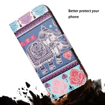 Naslikal Flip Primeru Telefon za Samsung Galaxy J3 2016 J3 J5 2017 denarnice nosilec pokrovček za Samsung J3 J4 J6 Plus 2018 Usnje Primerih